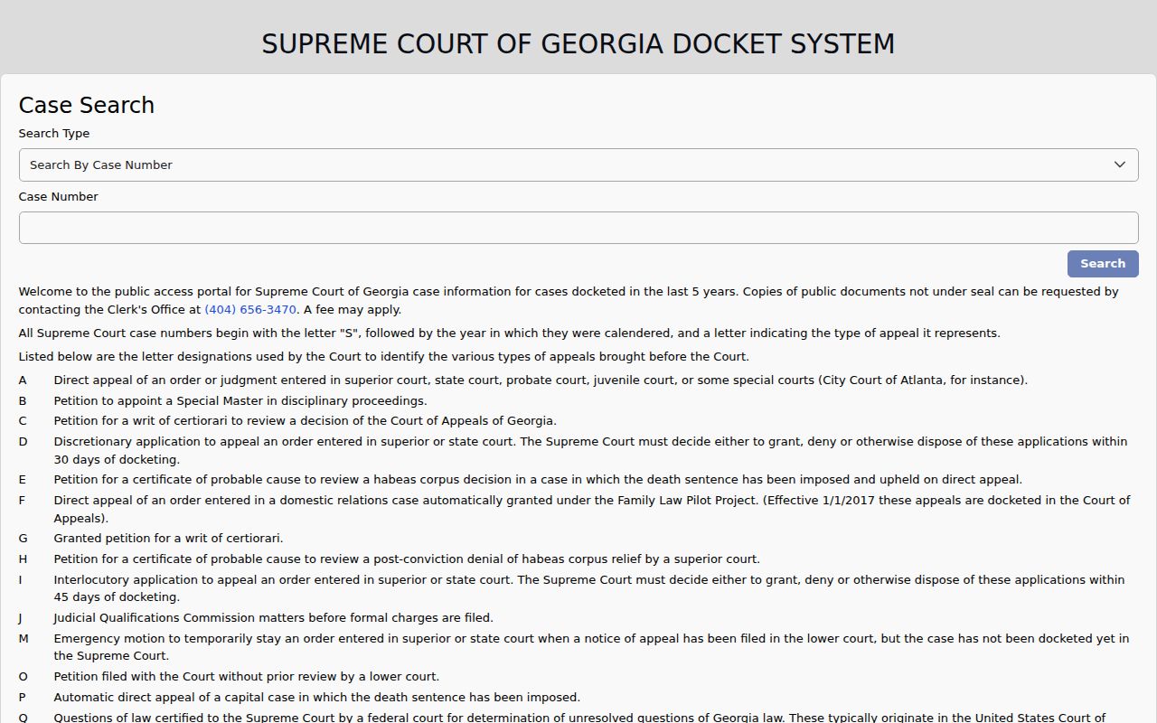 Lincoln County case lookup through the Supreme Court of Georgia public docket
